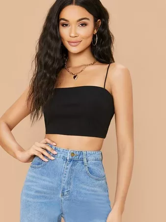 Ribbed Cropped Cami Top | SHEIN USA