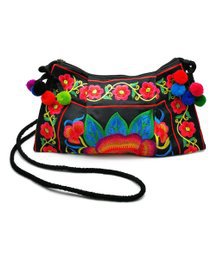 Ella & Elly Black & Red Floral Embroidered Crossbody Bag | Zulily