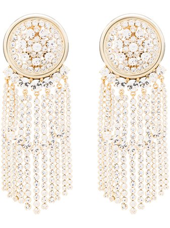 Shop metallic Alessandra Rich gold-tone crystal drop earrings with Express Delivery - Farfetch