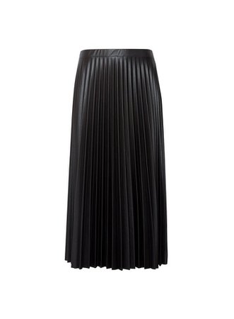Black PU Pleated Midi Skirt | Dorothy Perkins