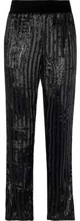Ash Metallic Striped Velvet Straight-leg Pants