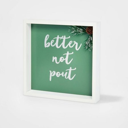 Better Not Pout Shadow Box Christmas Sign - Wondershop™ : Target