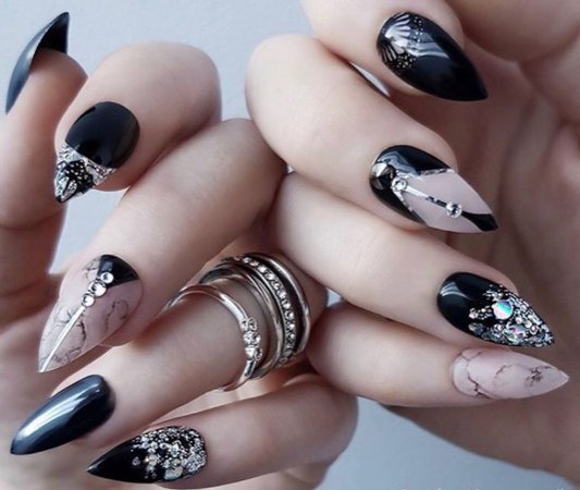 Black/nude  “glamour “ nails