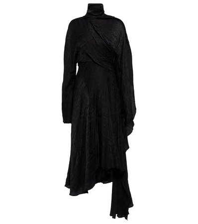 Balenciaga - Wrap-effect silk jacquard midi dress | Mytheresa