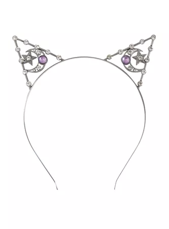 Hematite Star & Moon Cat Ear Headband
