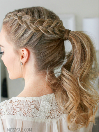 braided ponytail updo hair style