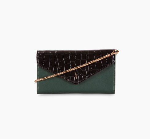 Pauls Boutique Filipa Clutch Mini Bag in Green & Black Croc