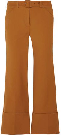 Cropped Crepe Flared Pants - Brown