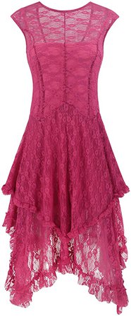 R.Vivimos Womens Sleeveless Backless Asymmetrical Layered Lace Long Dress with Slip Two Pieces at Amazon Women’s Clothing store