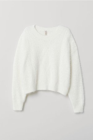 Textured-knit jumper - White - | H&M GB