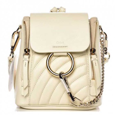 CHLOE Quilted Calfskin Small Faye Backpack Natural White 263480