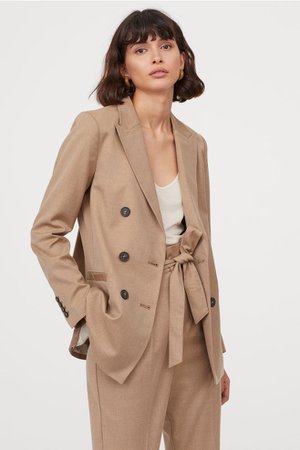 Double-breasted Jacket - Dark beige - Ladies | H&M US
