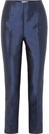 Gabriela Hearst - Masto Silk And Wool-blend Tapered Pants - Navy
