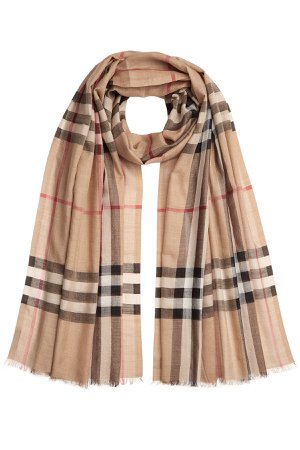 Giant Check Gauze Scarf in Wool-Silk Gr. One Size