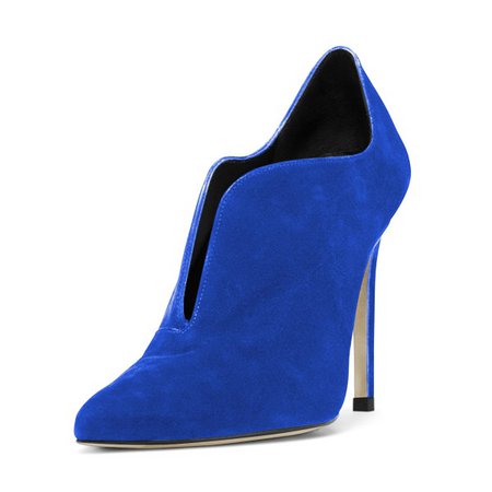 Royal Blue Stiletto Boots Suede Pointy Toe Ankle Booties for Work, Formal event | FSJ