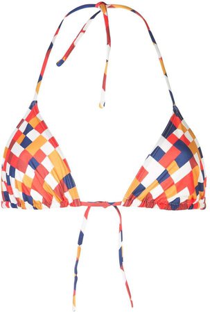 Mosaic-print triangle bikini top