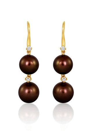 Le Vian® 14k Honey Gold™ Tahitian Chocolate Pearl® and Vanilla Diamond™ Earrings