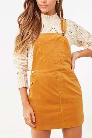 Yellow Faux Suede Overall Dress