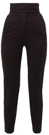 High Rise Jersey Trousers - Womens - Black