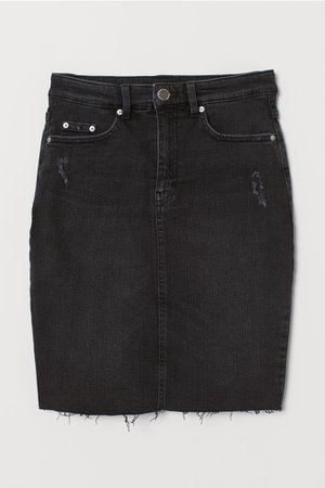 Джинсовая юбка - Черный/Стираный - Женщины | H&M RU