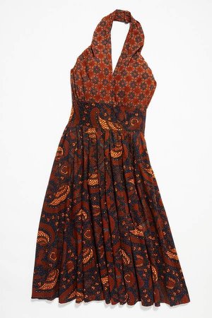 vintage 70s halter patchwork dress