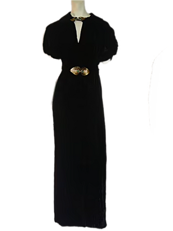 1930s black bejeweled dress vintage