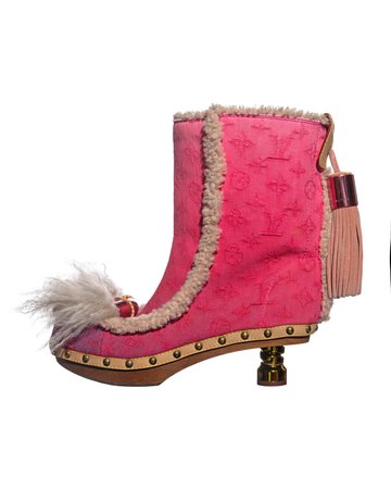 Louis Vuitton by Marc Jacobs pink monogram jacquard denim clog boots, ss 2010 For Sale at 1stDibs