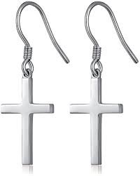 white cross earrings - Google Search