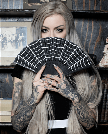 Gothic Spider Web Hand Fan