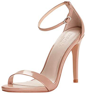 David's Bridal Patent High Heel Sandals with Ankle Strap Style Larissa