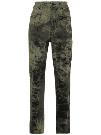 Shop green Eckhaus Latta tie-dye straight-leg jeans with Express Delivery - Farfetch