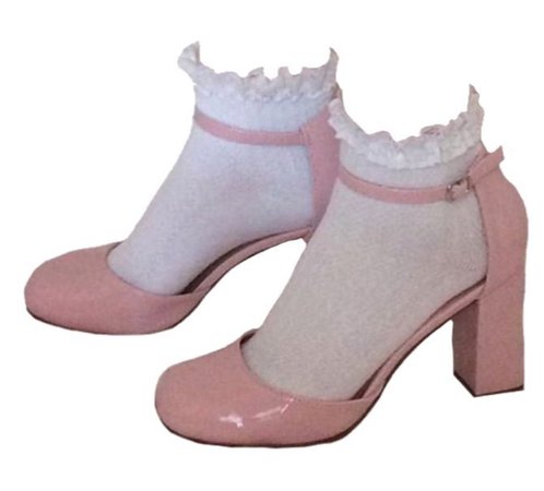 pink shoes, frilly socks