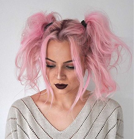 pink hair piggytail