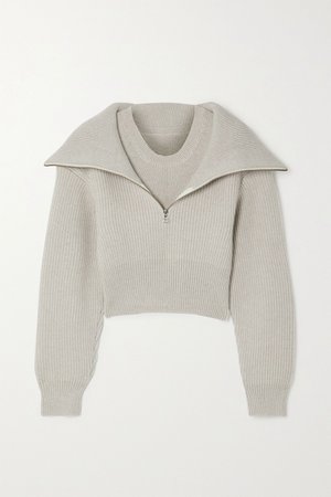 Light gray Risoul layered ribbed merino wool sweater | Jacquemus | NET-A-PORTER