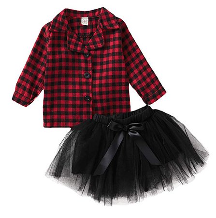 Amazon.com: Little Kids Baby Girl Christmas Dresses White and Black Plaid Tutu Skirt Party Princess Formal Outfit Clothes (2-3 Years, 2Pcs): Clothing