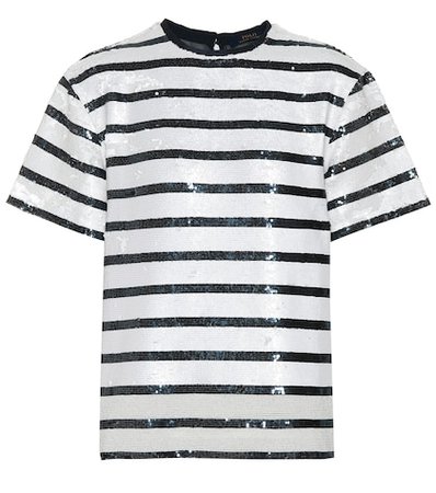 Striped sequined T-shirt