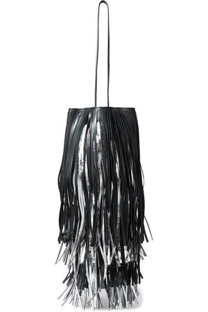 Fringed matte and metallic leather bucket bag | CALVIN KLEIN 205W39NYC | Sale up to 70% off | THE OUTNET