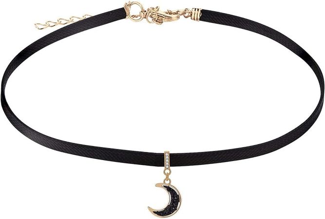 Amazon.com: FJ leather Moon Choker Necklace for Women: Clothing, Shoes & Jewelry