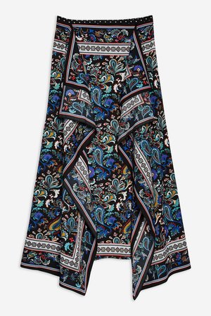 Paisley Asymmetric Midi Skirt - Skirts - Clothing - Topshop USA