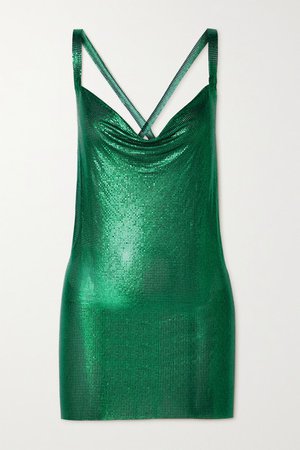 Hailey Open-back Chainmail Mini Dress - Dark green