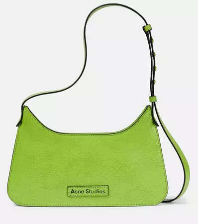 Platt Mini Leather Shoulder Bag in Green - Acne Studios | Mytheresa