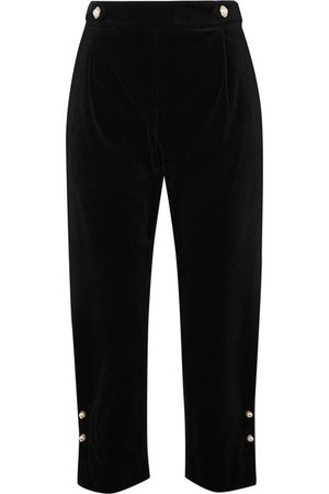 Mother of Pearl | Linnie faux pearl-embellished velvet tapered pants | NET-A-PORTER.COM