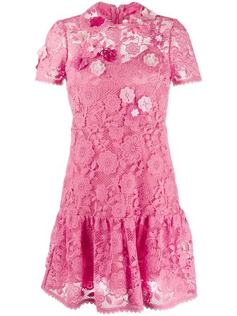 Red Valentino floral embroidered macrame mini dress