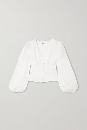 White Aryn linen blouse | Reformation | NET-A-PORTER