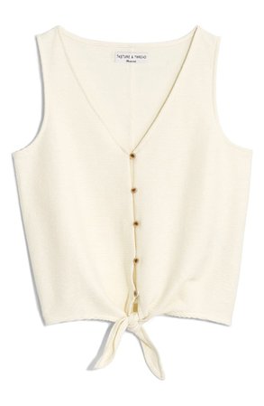 Madewell Texture & Thread Button Front Tie Tank (Regular & Plus Size ivory