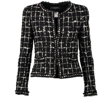 Labellov Chanel Suit Black and White Tweed Blazer - Size 36 ● Buy and Sell Authentic Luxury