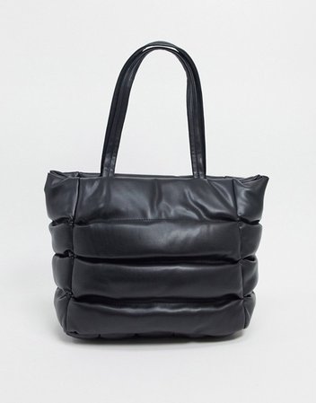 ASOS DESIGN puffed quilted tote bag in black | ASOS