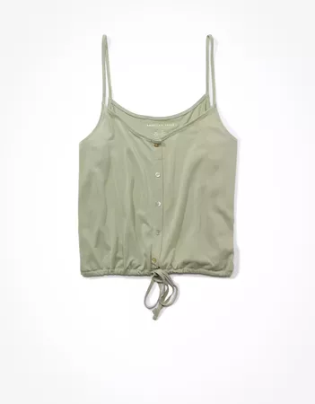 AE Tie Front Tank Top green
