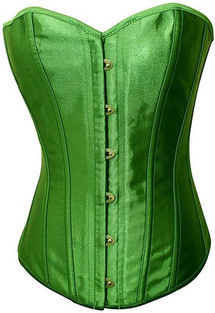 Chicastic Emerald Green Satin Sexy Strong Boned Corset Lace Up Overbust Bustier Bodyshaper Top - Small at Amazon Women’s Clothing store