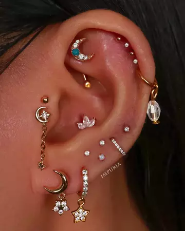 Celestial Ear Piercing Jewelry Moon Star Cartilage Helix Earring Stud – Impuria Ear Piercing Jewelry